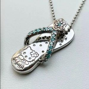 Sterling silver Kawaii hello kitty flip flop pendant